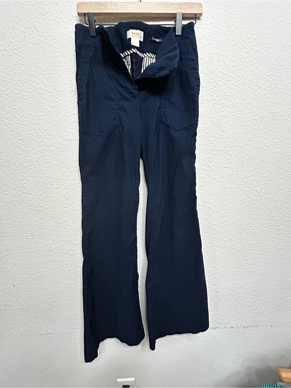 Maeve Anthropologie The Naomi Pants Womens 0 Navy Blue High Rise Wide Leg Flare